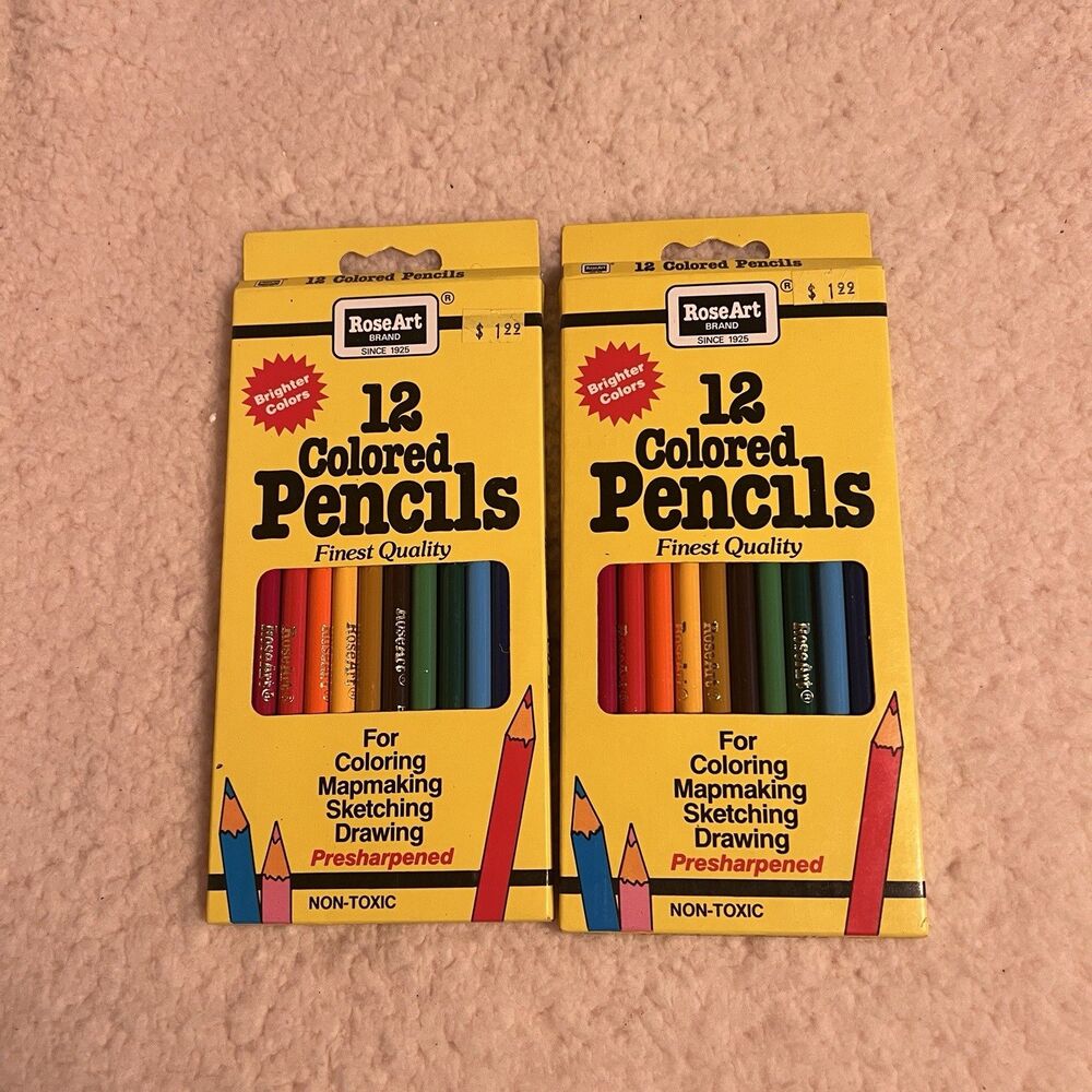 Lot of 2 Boxes Rose Art Pre-Sharpened Colored Pencils 24 Total NEW Back-2-School